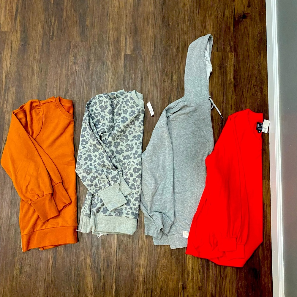 Four maternity sweatshirt bundle